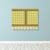 Een kruissteek patroon van een vaas met bloemen canvas afdruk (Insitu (Houten vloer))