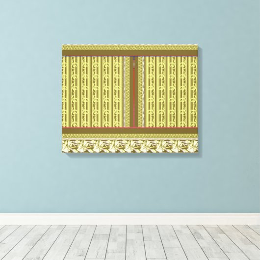 Een kruissteek patroon van een vaas met bloemen canvas afdruk (Insitu (Houten vloer))