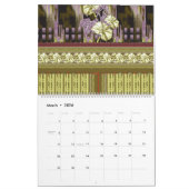 Een kruissteek patroon van een vaas met bloemen kalender (Mar 2026)