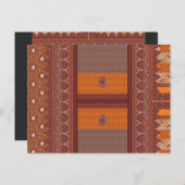 Een kruissteekpatroon in sinaasappel en bruin briefkaart (Voorkant / Achterkant)