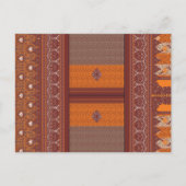 Een kruissteekpatroon in sinaasappel en bruin briefkaart (Voorkant)