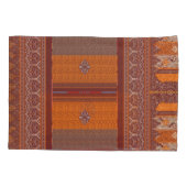 Een kruissteekpatroon in sinaasappel en bruin kussensloop (Achterkant)