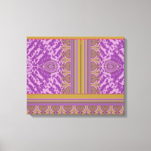 Een kruissteekpatroon met een paarse en gele B Canvas Afdruk (Voorkant)