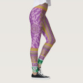 Een kruissteekpatroon met een paarse en gele B Leggings (Rechts)