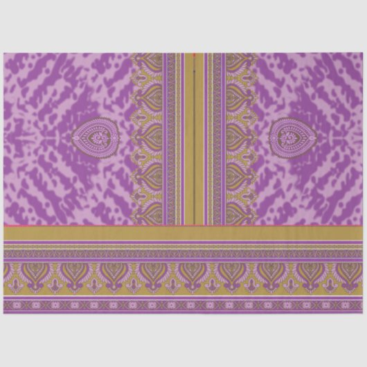 Een kruissteekpatroon met een paarse en gele B Tissuepapier (Voorkant)