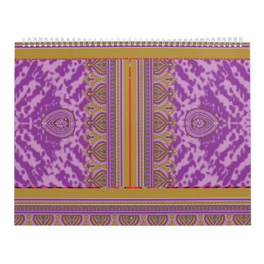 Een kruissteekpatroon met een paarse en gele BA Kalender (Hoes)