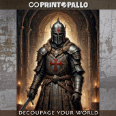 Een kruisvaarder met een zwaard in een crypte tissuepapier