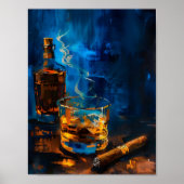 Een kubistische verkenning van Sigaar en Whiskey H Poster (Voorkant)