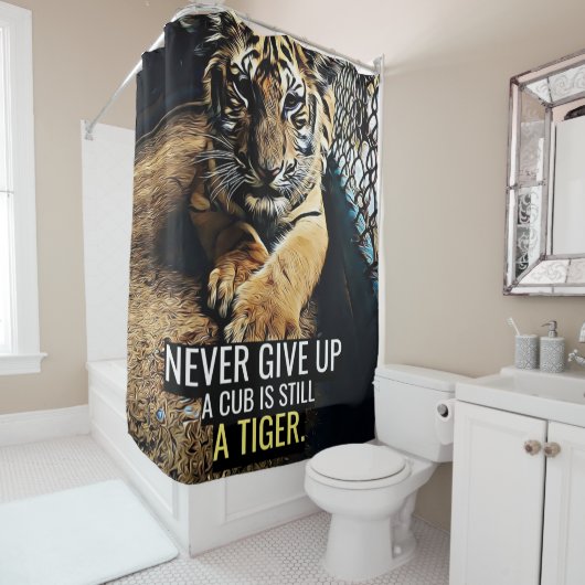 Een kubus is nog steeds een tijger douchegordijn (In situ)