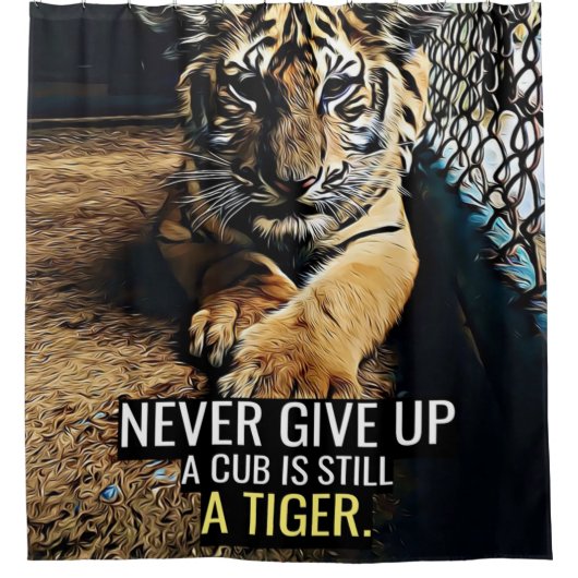 Een kubus is nog steeds een tijger douchegordijn (Voorkant)