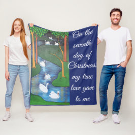 Een kudde van zeven zwanen zwemt fleece deken