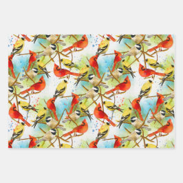 Een kudde veren inpakpapier vel