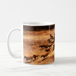 Een kudde wilde renpaarden. Kunstwerk aan de Koffiemok