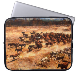 Een kudde wilde renpaarden. Kunstwerk aan de Laptop Sleeve