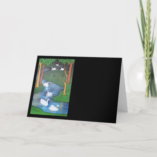 Een kudde Zeven Zwans-A-Zwemmen Feestdagen Kaart (Voorkant)