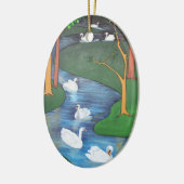 Een kudde Zeven Zwans-A-Zwemmen Keramisch Ornament (Links)