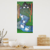 Een kudde Zeven Zwans-A-Zwemmen Poster (Keuken)