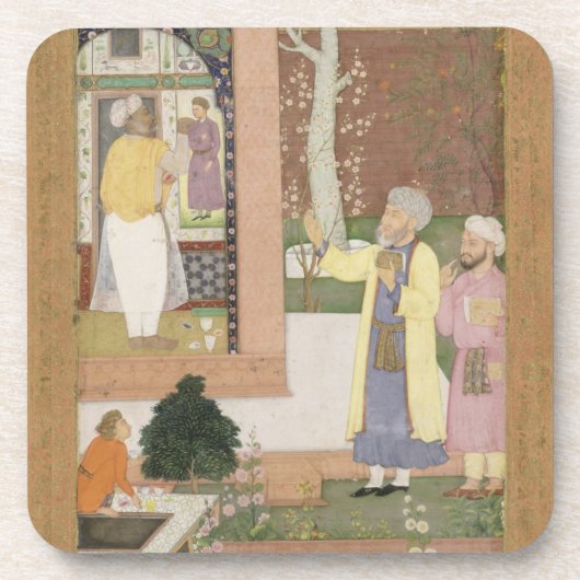 Een kunstenaar die het interieur van een tuinschil drankjes onderzetter (Voorkant)