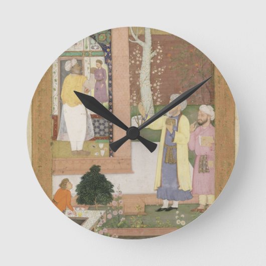 Een kunstenaar die het interieur van een tuinschil ronde klok (Voorkant)