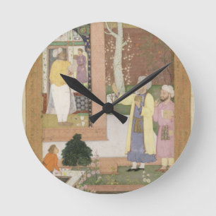 Een kunstenaar die het interieur van een tuinschil ronde klok