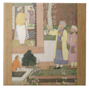 Een kunstenaar die het interieur van een tuinschil tegeltje