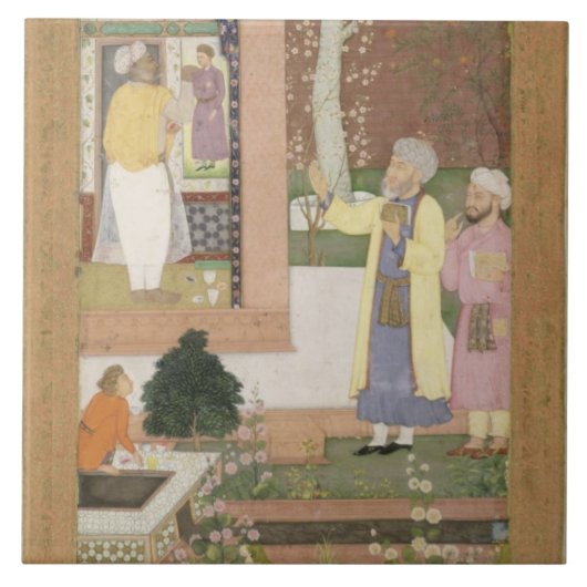 Een kunstenaar die het interieur van een tuinschil tegeltje (Voorkant)