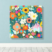 Een kunstwerk van bloeiende tuin, met levendige kl canvas afdruk (Insitu (Houten vloer))