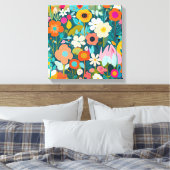 Een kunstwerk van bloeiende tuin, met levendige kl canvas afdruk (Insitu (Slaapkamer))