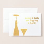 Een Kurk die Springt - Opwindend Nieuws met jouw F Folie Kaarten (Voorkant met envelop)