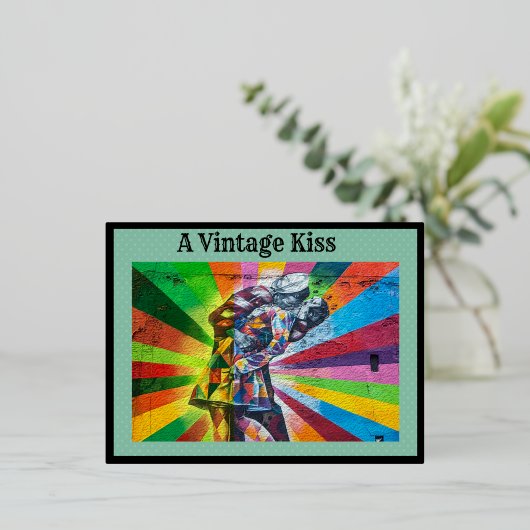 Een kus folie feestdagen briefkaart (Staand Voorkant)