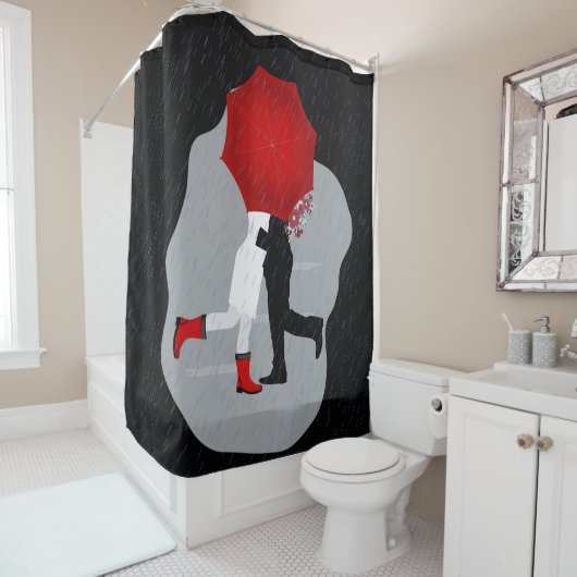 Een kus in de regen douchegordijn (In situ)