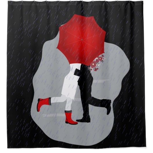 Een kus in de regen douchegordijn (Voorkant)