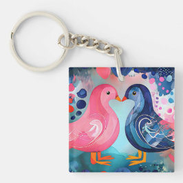 "Een kus in veren", een gelukkige Valentijnsdag Sleutelhanger