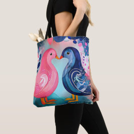 "Een kus in veren", een gelukkige Valentijnsdag Tote Bag