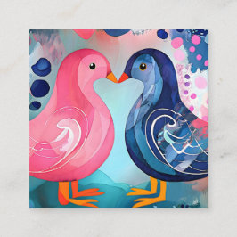 "Een kus in veren", een gelukkige Valentijnsdag Vierkante Visitekaartje