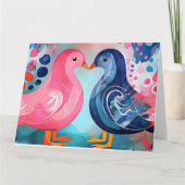 "Een kus in veren" Fijne Valentijnsdag Kaart (Voorkant)