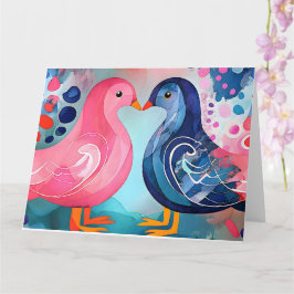 "Een kus in veren" Fijne Valentijnsdag Kaart