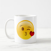 Een kus-oji-sticker aansteken koffiemok (Links)