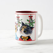 Een kus onder de maretak tweekleurige koffiemok (Voorkant rechts)