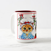 Een kus onder de maretak tweekleurige koffiemok (Voorkant links)