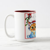 Een kus onder de maretak tweekleurige koffiemok (Links)