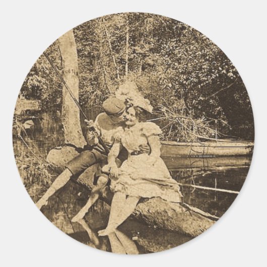 Een kus stelen ronde sticker (Voorkant)