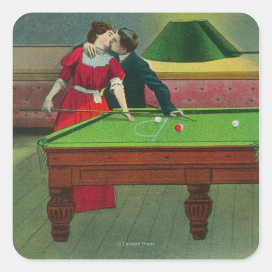 Een kus van de Rood Vierkante Sticker (Voorkant)