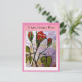 Een kus van een Roos Briefkaart (Staand voorkant)