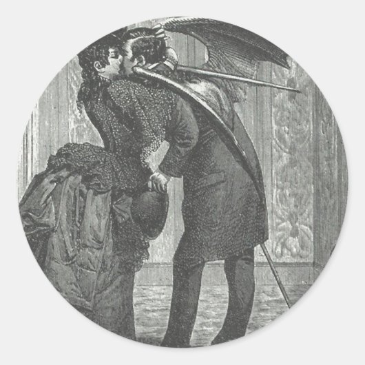Een kus Victoriaans/Gothic gevleugelde vampier Ronde Sticker (Voorkant)