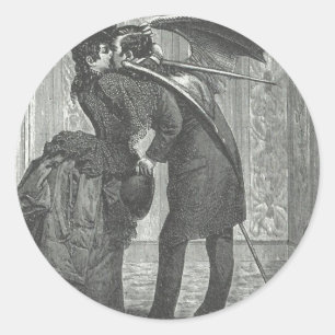 Een kus Victoriaans/Gothic gevleugelde vampier Ronde Sticker