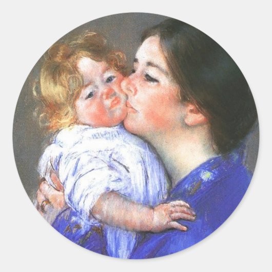 Een kus voor Baby Anne, Mary Cassatt Ronde Sticker (Voorkant)
