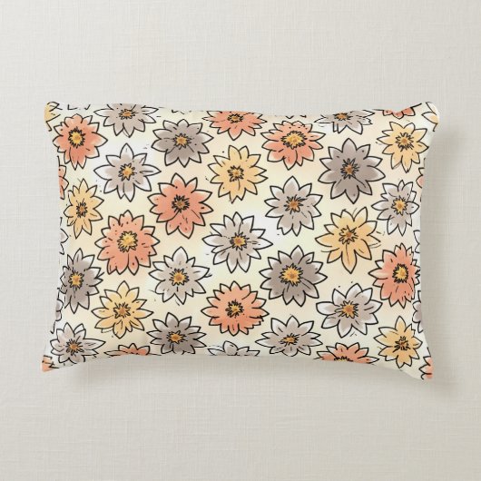 Een kussen met een aangenaam afbeelding bloemen (Achterkant)