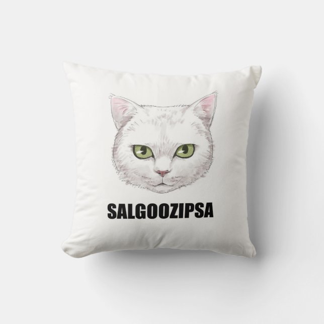 Een kussen ontworpen met de kat SALGOO (Voorkant)