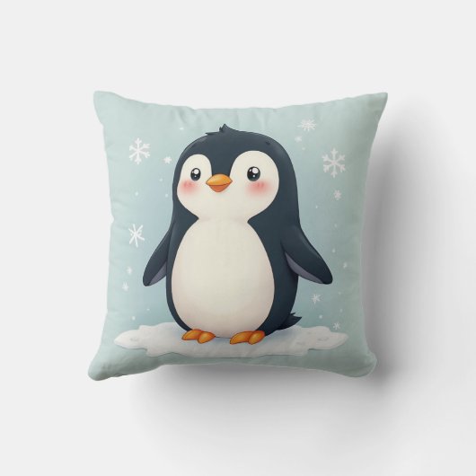 Een kussenkussen met een schattig pinguïn afbeeldi kussen (Achterkant)